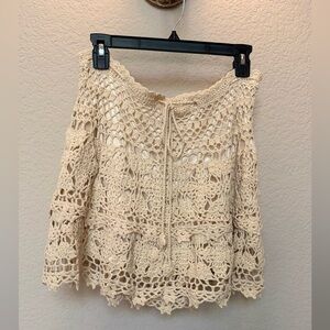 Crochet Lace Skirt in Cream